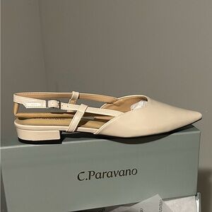 C.Paravano Cream Slingback Loafers
